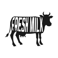 Creative design of power inside cow silhouette isolated black on