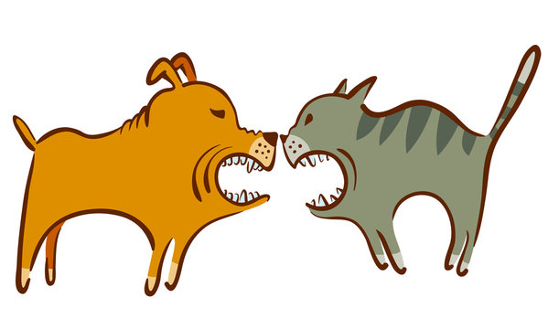 cat and dog fight Stock Vector | Adobe Stock
