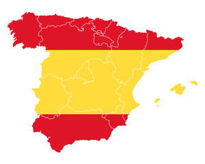 Karte und Fahne von Spanien