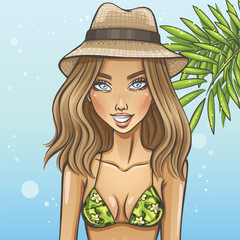 Beautiful hot girl in bikini on the beach
