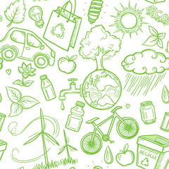 Doodles eco icon seamless