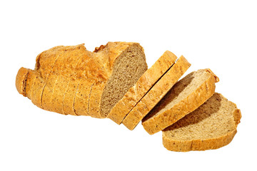 Slised bread isolated on white background.