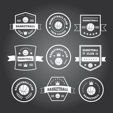 Basketball set vintage emblems