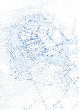 architecture blueprint - house plans / vector illustration
