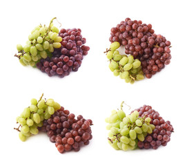 Branches of the dark and white grapes isolated