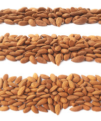 Line made of almond seeds isolated