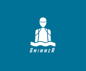 Abstract vector elements. Swimmer club or triatlon logo template