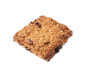 Oatmeal cookie with raisins isolated