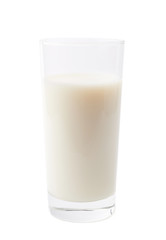 Tall glass of milk isolated