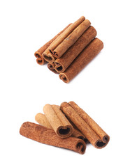 Pile of cinnamon sticks isolated
