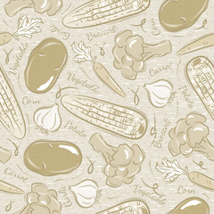 Fototapeta na wymiar Background with broccoli, corn and potato.