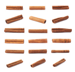 Multiple single cinnamon sticks