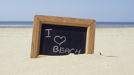 I love beach written