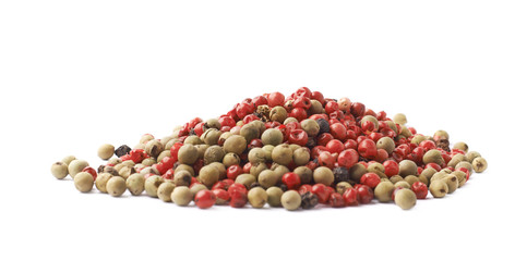 Pile of multiple pepper seeds isolated