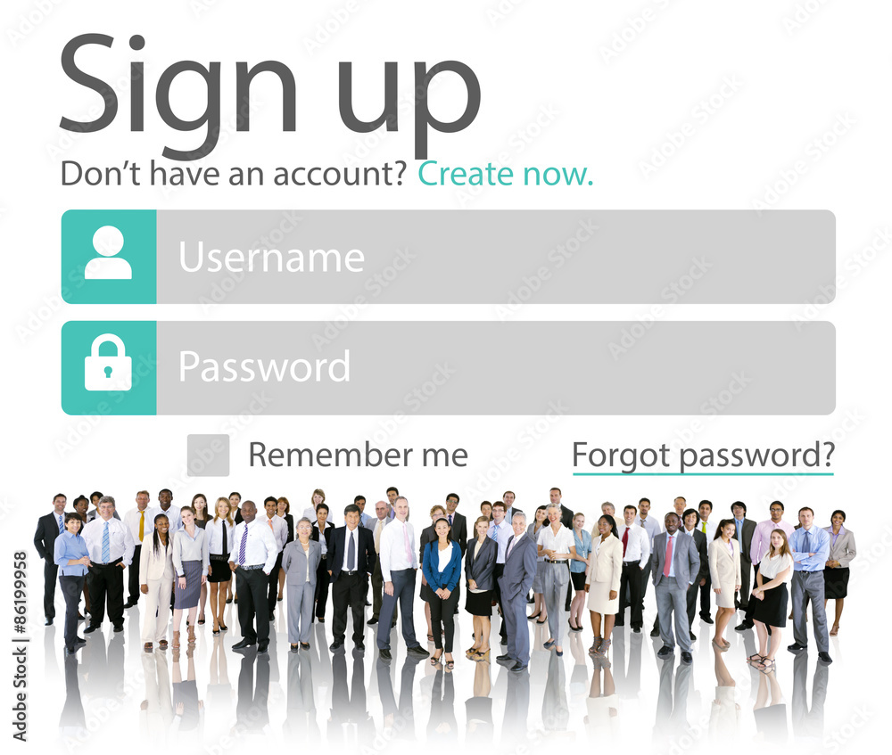 Poster sign up register online internet web concept