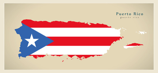 Modern Map - Puerto Rico colored PR