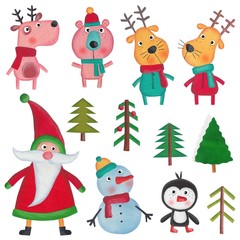 Christmas decorative items over white