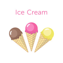 Ice Cream in a Waffle Cone Illustration Set