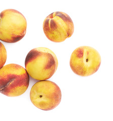 Pile of peach fruits isolated