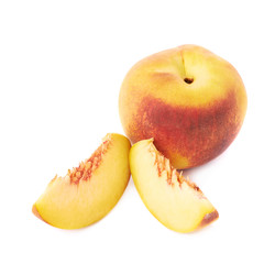 Naklejka na ściany i meble Served peach fruit composition isolated