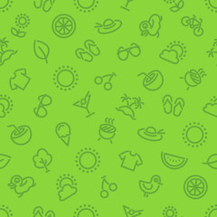 Summer and Vacation Green Seamless Pattern