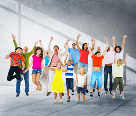 Fototapeta premium Children Celebration Jumping Ecstatic Happiness Concept