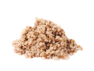 Pile of cooked buckwheat seeds isolated