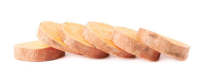 Multiple slice sections of the sweet potato