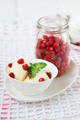 Vanilla ice cream with wild strawberry