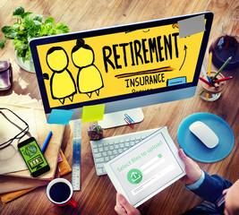 Retirement Insurance Pension Saving Plan Benefits Travel Concept