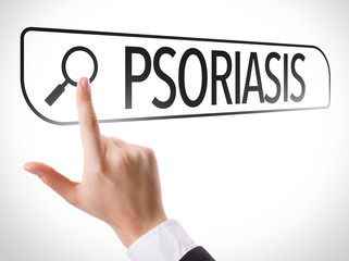 Psoriasis written in search bar on virtual screen