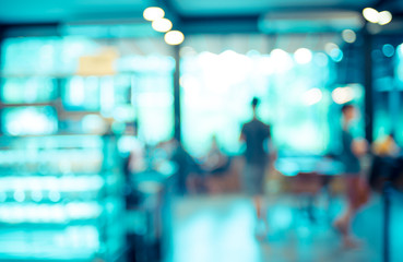 Blurred background : Customer at cafe blur background with bokeh