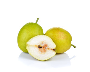 Pear fruit on white background
