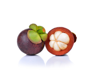 Fresh mangosteen on white background