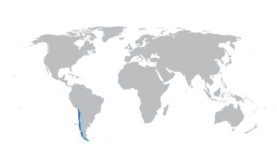 grey map of the world with indication of Chile