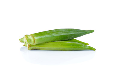 fresh okra isolated on a white background