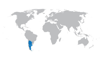 Fototapeta na wymiar world map with indication of Argentina