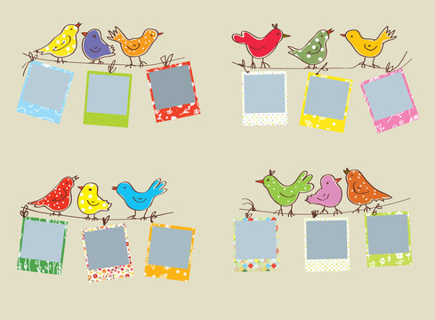Funny Photo Frames With Birds And Patterns