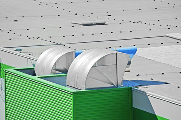 Industrial air conditioning and ventilation systems on a roof