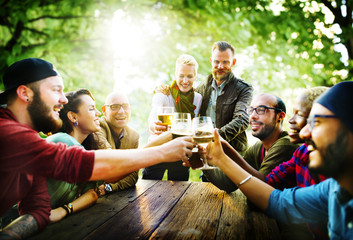 Friends Party Outdoors Celebration Happiness Concept