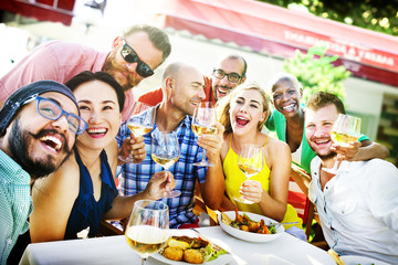 Diverse People Luncheon Outdoors Food Concept
