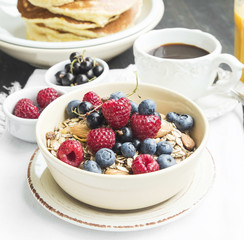 Muesli with Raspberry,Blueberry and Currant, Coffee and Juice