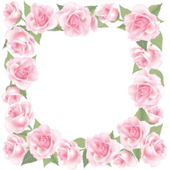 Fototapeta na wymiar Flower rose frame. Floral bouquet border. Gentle flourish greeting card