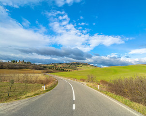 Fototapeta premium Idyllic Tuscan landscape and Pienza skyline, Val dOrcia, Italy