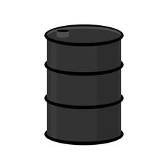 Barrel of oil on a white background. Black steel barrel. Vector