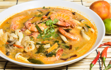 Tom Yum Kung , Spicy Soup with Shrimp, Thailand food