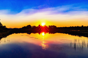 Hot Summer Sunset at Lake Seehof