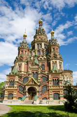 Fototapeta na wymiar Cathedral of Saints Peter and Paul in Peterhof near Saint-Petersburg, Russia