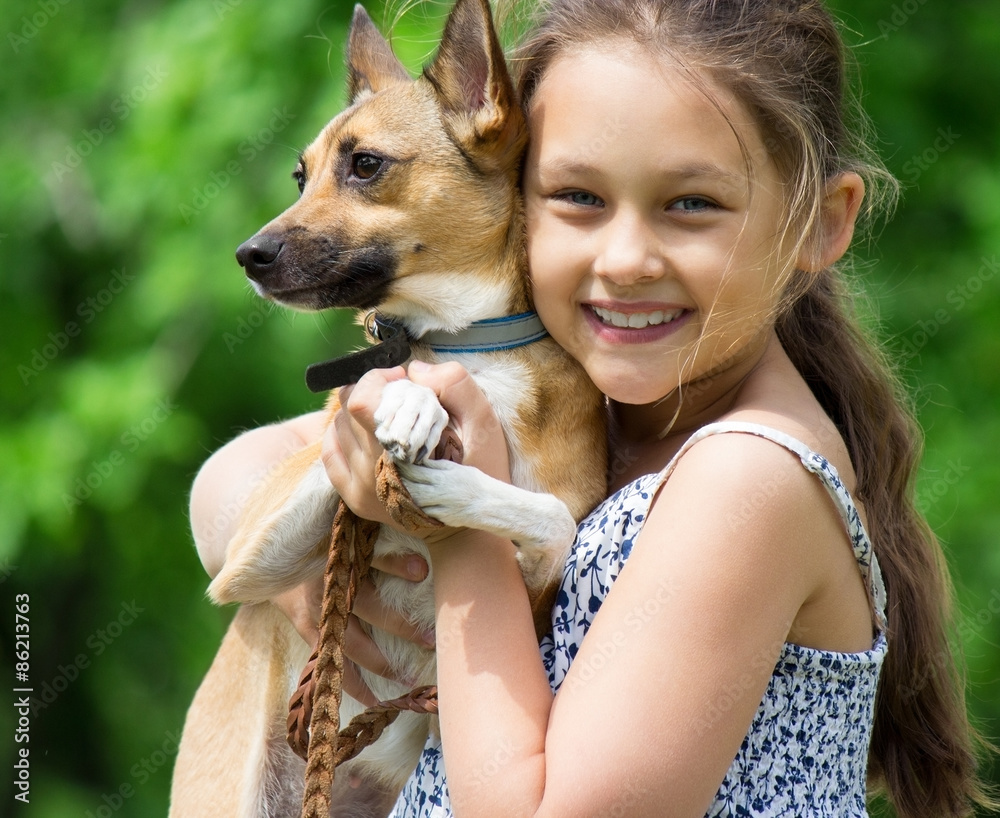 Canvas Prints kid and a dog