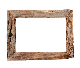 Wooden Frame / Rustic wood frame isolated on the white background with clipping path